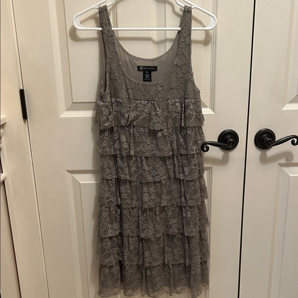 Taupe Lace Tiered Dress Size M